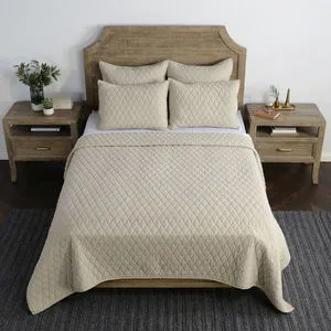 Product Image 1 for Lana 100% Cotton Beige Quilt from Classic Home Furnishings