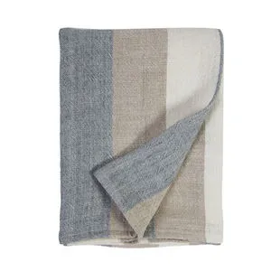 Product Image 1 for Monterey Linen Queen Blanket - Ocean / Natural from Pom Pom at Home