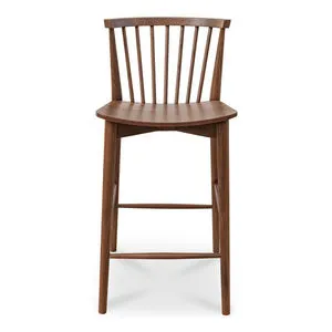 Marley Walnut Counter Stool with spindle-back and curved seat crafted from solid walnut wood