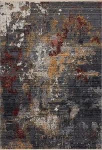 Samra rug flat lay top view emphasizing full abstract pattern and color distribution