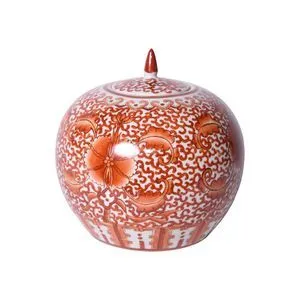 Product Image 2 for Coral Red Twisted Lotus Melon Jar from Legend of Asia
