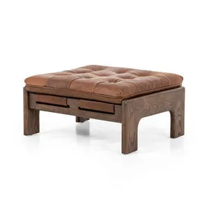 Product Image 1 for Halston Top Grain Leather Ottoman - Heirloom Sienna from Four Hands