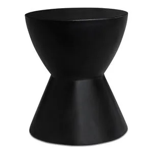Hourglass Outdoor Stool in black with a modern hourglass shape made of concrete and fiber blend
