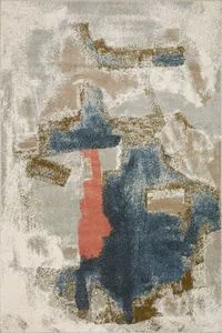 Spirit Stone Multi Rug with modern abstract design in beige, blue, rust, and brown tones
