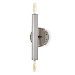 Viper Sconce in vertical orientation against white wall, showing warm light from bulbs