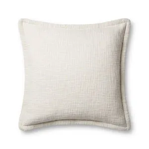 22-inch square ivory pillow cover with subtle textured weave and clean edges