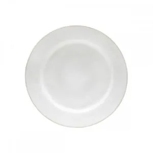 White and cream Beja ceramic stoneware dinner plate with smooth round shape and subtle matte finish