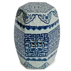 Product Image 1 for Blue & White Hex Geometric Garden Stool from Legend of Asia