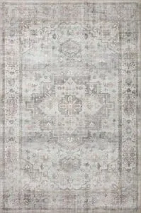 Heidi Dove Blush Rug with vintage old-world medallion design in soft blush and gray tones