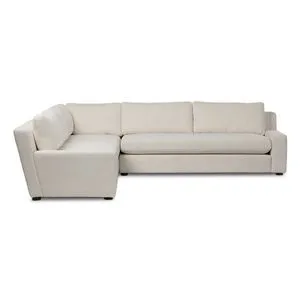Cream-colored Yelena 3-Piece Sectional with track arms, bench-style seating, and subtle tapering on sides
