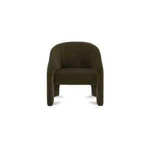 Tuva Accent Chair in cedar-green velvet with sculptural curves and high back in a modern minimalist style