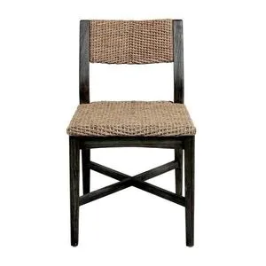 Front view emphasizing the seat surface and backrest's natural woven seagrass material