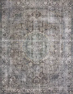 Layla Taupe Stone Rug with traditional vintage medallion pattern in taupe and stone gray tones