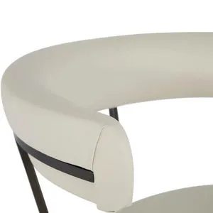 Matlock Dining Chair with dark bronze metal frame and curved white faux leather seat and backrest