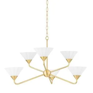 Product Image 1 for Kelsey 6-Light Modern Aged Brass Symmetrical Chandelier from Mitzi