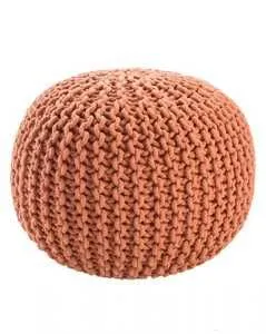 Product Image 1 for Visby Orange Textured Round Pouf from Jaipur 