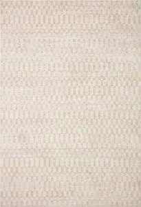 Ivory and natural 9'2" x 13' transitional rug with subtle geometric pattern of linear motifs and diamonds
