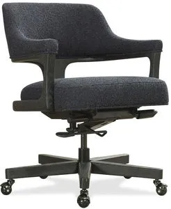 Briar Executive Chair in Wolf Ebony with black wood frame, black fabric upholstery, welt detailing, and five-point caster ...