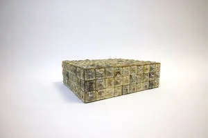 Cyrus Large Cubed Bone Box shown from front-left corner angle highlighting depth and bone cube details