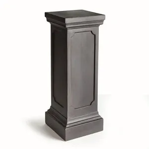 Fibreclay Chambers Pedestal with a tall square shape, dark gray finish, and decorative recessed panels
