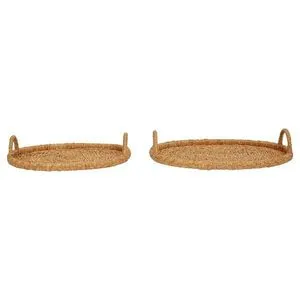 Product Image 1 for Decorative Handwoven 24" & 28" Oval Seagrass & Rattan Trays with Handles (Set of 2 Sizes) from Creative Co-Op