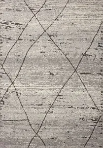Fabian Grey Charcoal Rug in two-tone greige and black with modernized diamond Moroccan motif and subtle high-low texture