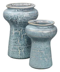 Product Image 1 for Snorkel Vases in Blue Reactive Glaze (Set of 2) from Jamie Young