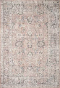 Skye Blush/Grey 5x7 classic power-loomed rug with vintage-style pattern in blush and grey tones