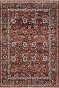 Full top view of Samra Brick / Multi Rug showing the complete pattern and border