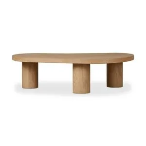 Joji Nesting Coffee Table with light natural oak and organic kidney-shaped top supported by three cylindrical legs