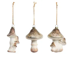 Product Image 1 for Matilda Glass Iced Mushroom Ornament, Set of 3 from Park Hill Collection