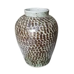 Product Image 1 for Rusty Brown Jar With Fish Scale Pattern from Legend of Asia