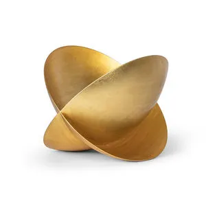 Jaden Objet finished in gold leaf with two intersecting shallow domes and a midcentury sculptural design