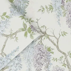 Product Image 1 for Laura Ashley Wisteria Garden Pale Iris Floral Wallpaper from Graham & Brown