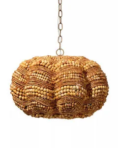 Product Image 1 for Clamshell Wood Beaded 3-Light Small Chandelier from Jamie Young