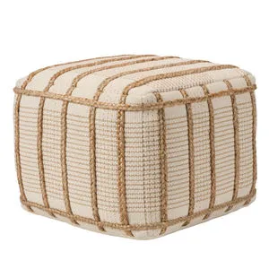 Product Image 4 for Remsen Handmade Striped Tan / Cream Cylinder Pouf 18" x 18" x 14" from Jaipur 
