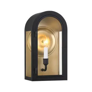 Product Image 3 for Grotto 1-Light Outdoor Wall Lantern in Matte Black with Vintage Gold from Savoy House 
