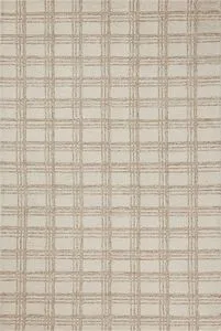 Polly Cream / Sand rug with hand-tufted wool and jute pile, featuring a neutral-toned gridded pattern