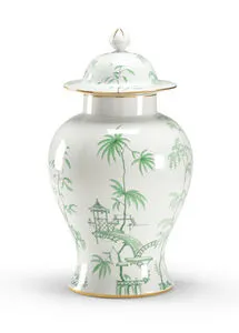 Product Image 1 for Lily Green Chinoiserie Jar from Chelsea House
