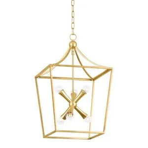 Product Image 1 for Kendall 6-Light Modern Geometric Vintage Gold Leaf Large Lantern from Mitzi