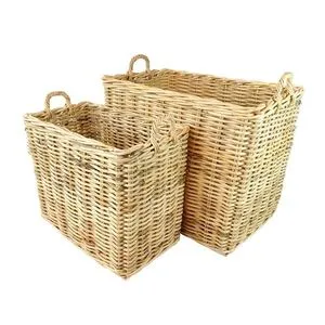 Product Image 1 for Set of 2 Rectangle Rattan Baskets w/ No Wheels from BIDKHome