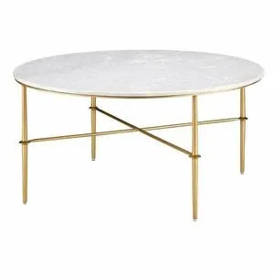 Product Image 1 for Kira Antique Brass & Marble Cocktail Table from Currey & Company