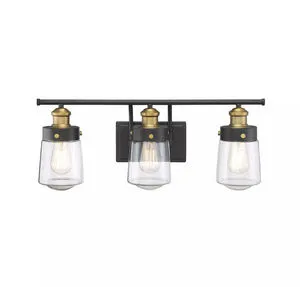 Product Image 2 for Macauley Vintage Black With Warm Brass 3 Light Bath from Savoy House 