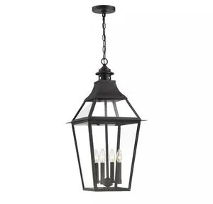 Product Image 2 for Jackson Black With Gold Highlighted 4 Light Outdoor Pendant from Savoy House 