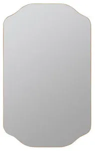 Sylvia Gold Medicine Cabinet with a decorative curved rectangular mirror and gold metal frame