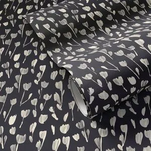 Product Image 1 for Wild Flowers I Black II Wallpaper by Roseanne Kenny from Four Hands
