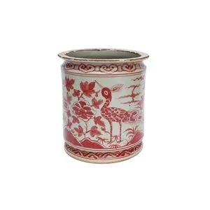Product Image 1 for Coral Red Orchid Pot Bird Motif from Legend of Asia