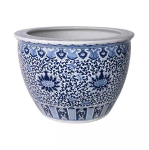 Product Image 1 for Medium Blue & White Porcelain Planter Sunflower Leave from Legend of Asia