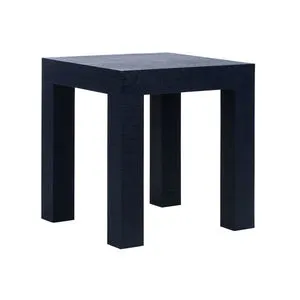 Black raffia wrapped Sanibel Side Table with square top and four straight legs, modern and traditional style
