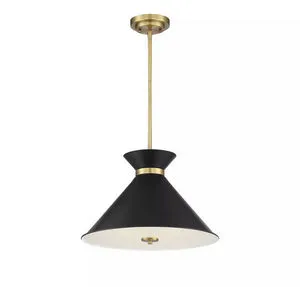 Product Image 1 for Lamar Black With Warm Brass Accents 3 Light Pendant from Savoy House 